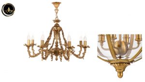 Brass and bronze reception chandelier